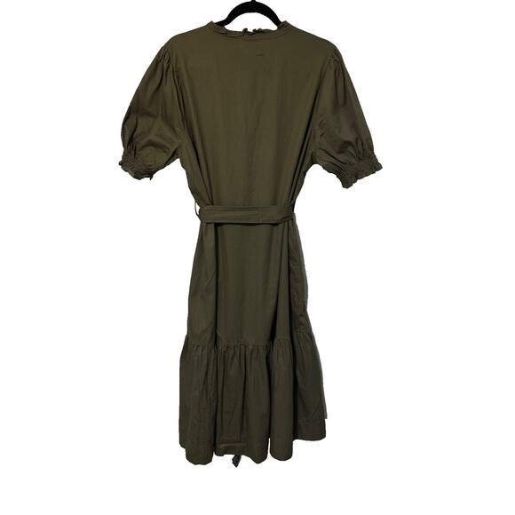 Free Assembly Ruffle Neck Belted‎ Midi Dress Short Sleeve Green XL - Picture 8 of 15